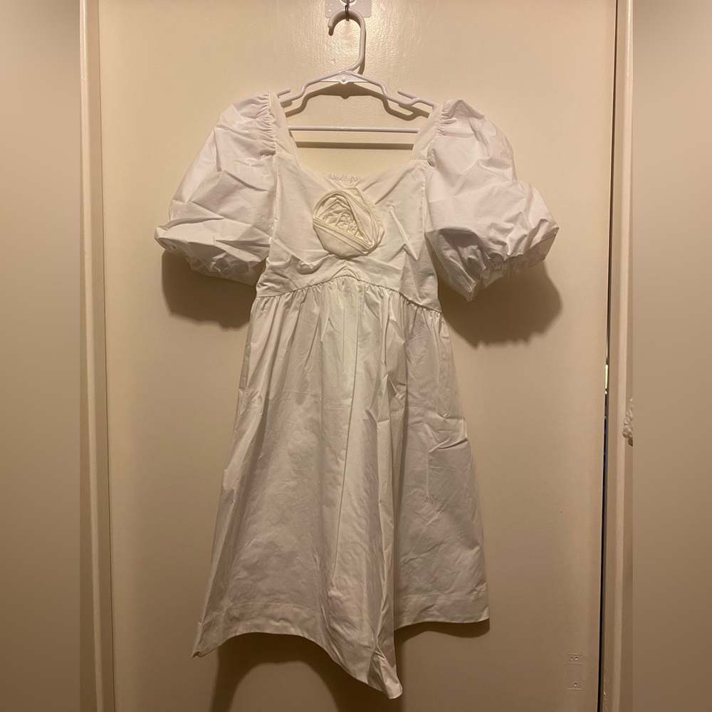 Zara Classic White Dress with Puff Sleeves